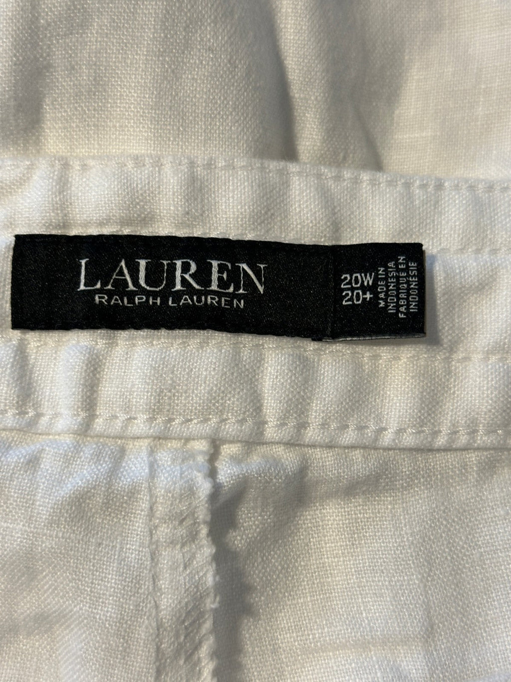 Lauren Ralph Lauren White Jovon Linen Wide Leg Trousers Linen Pants Size 20W