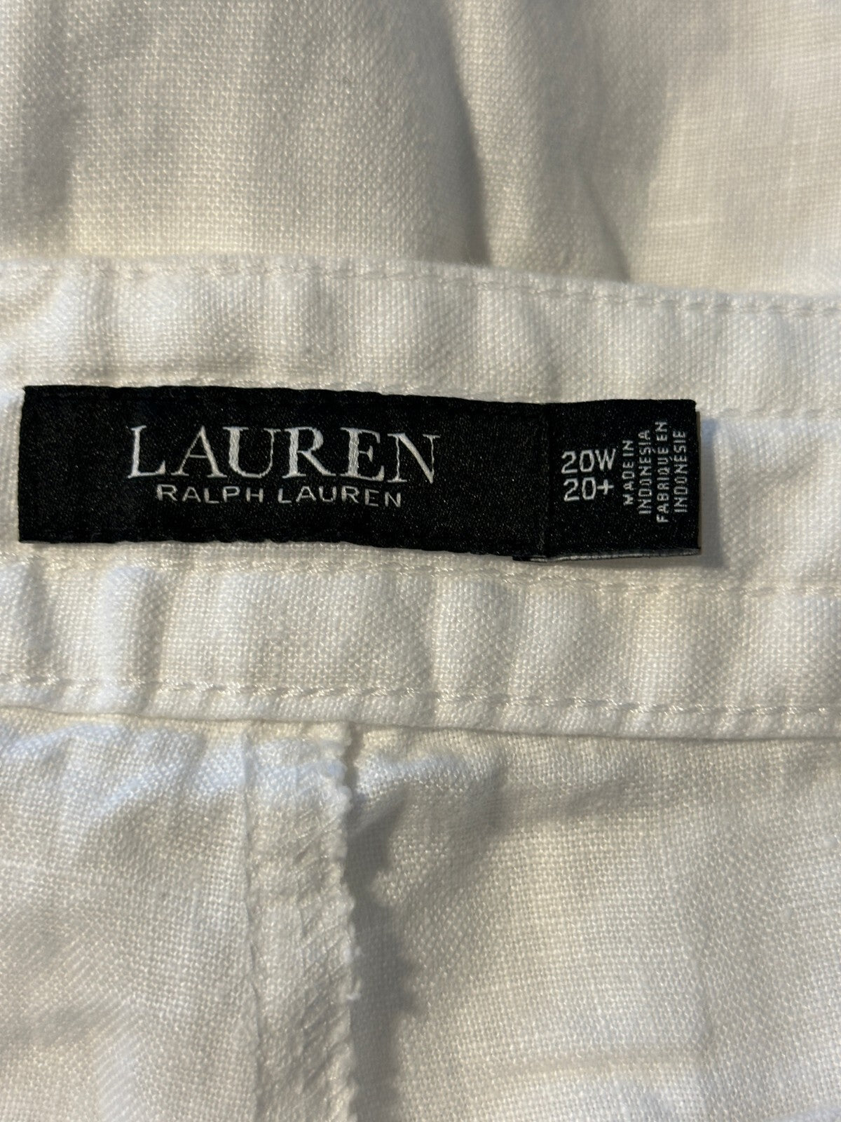Lauren Ralph Lauren White Jovon Linen Wide Leg Trousers Linen Pants Size 20W