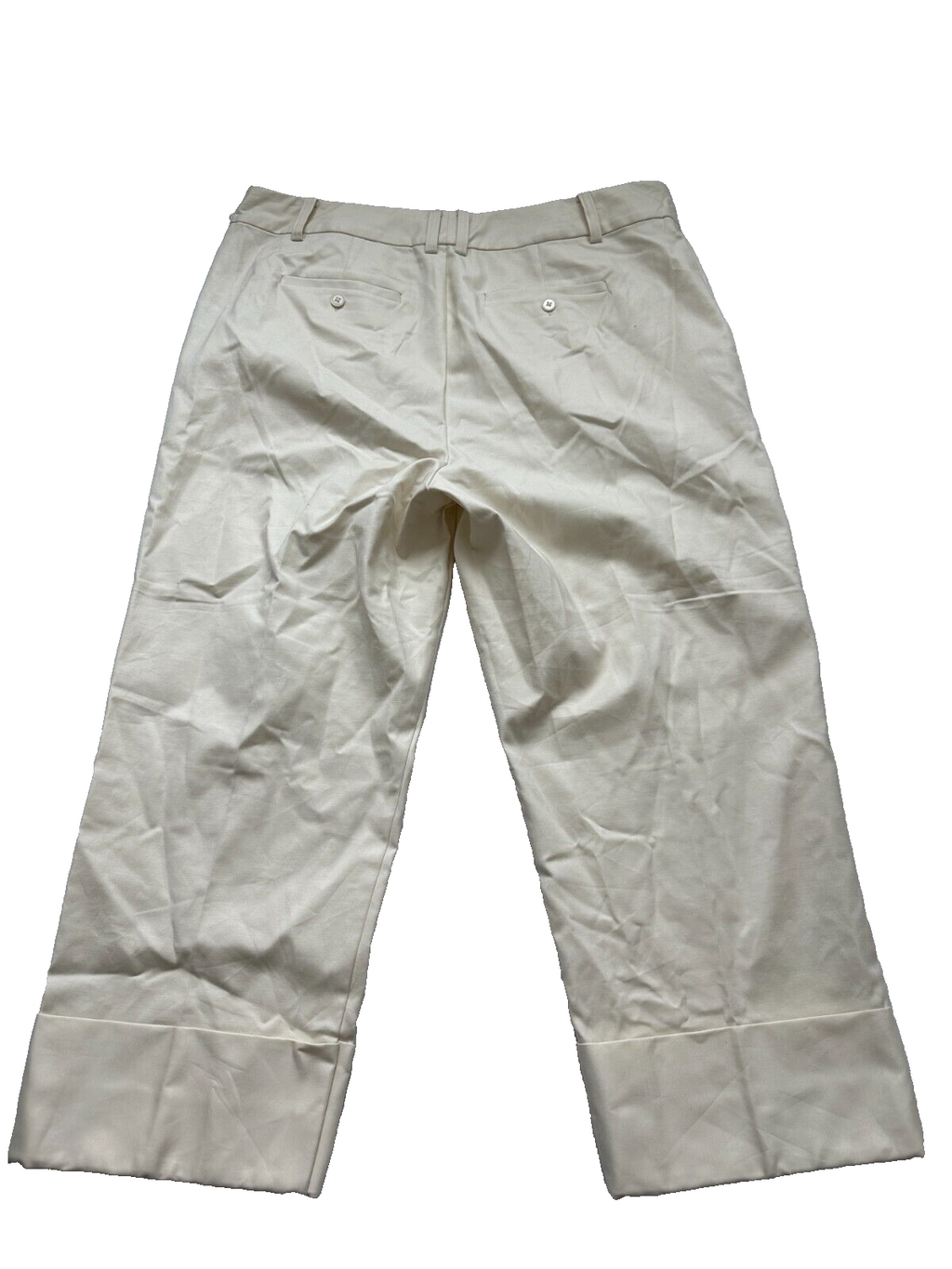 Ralph Lauren Women Winter Cream Double-Faced Stretch Cotton Ankle Pants Size 14W