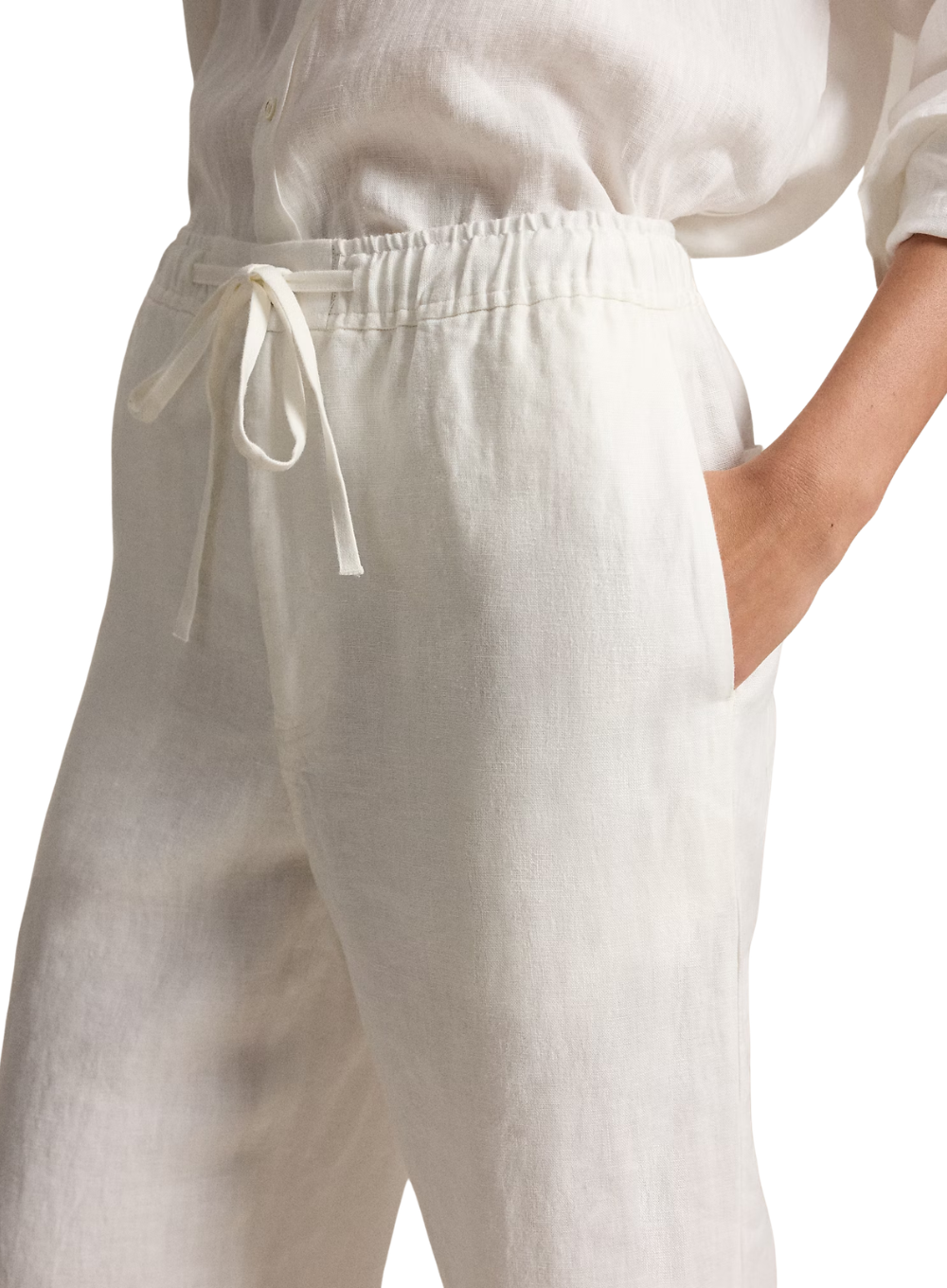 RALPH LAUREN LINEN WOVEN WIDE LEG PANT