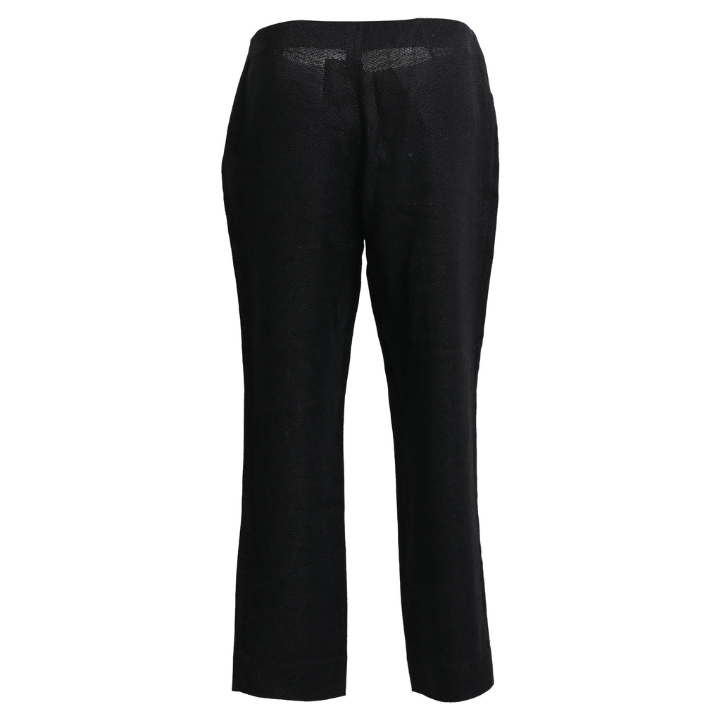Women's Ralph Lauren Collection Straight-Leg Trousers in Black Linen