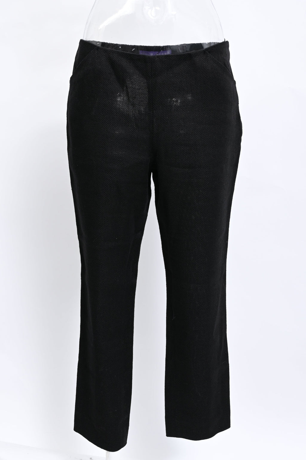 Women's Ralph Lauren Collection Straight-Leg Trousers in Black Linen