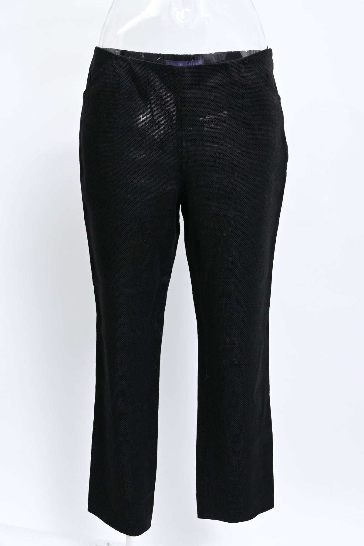 Women's Ralph Lauren Collection Straight-Leg Trousers in Black Linen