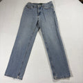 Lauren Jeans Co Ralph Lauren Womens 8P Blue Straight Leg Denim Jeans Crotch Tear