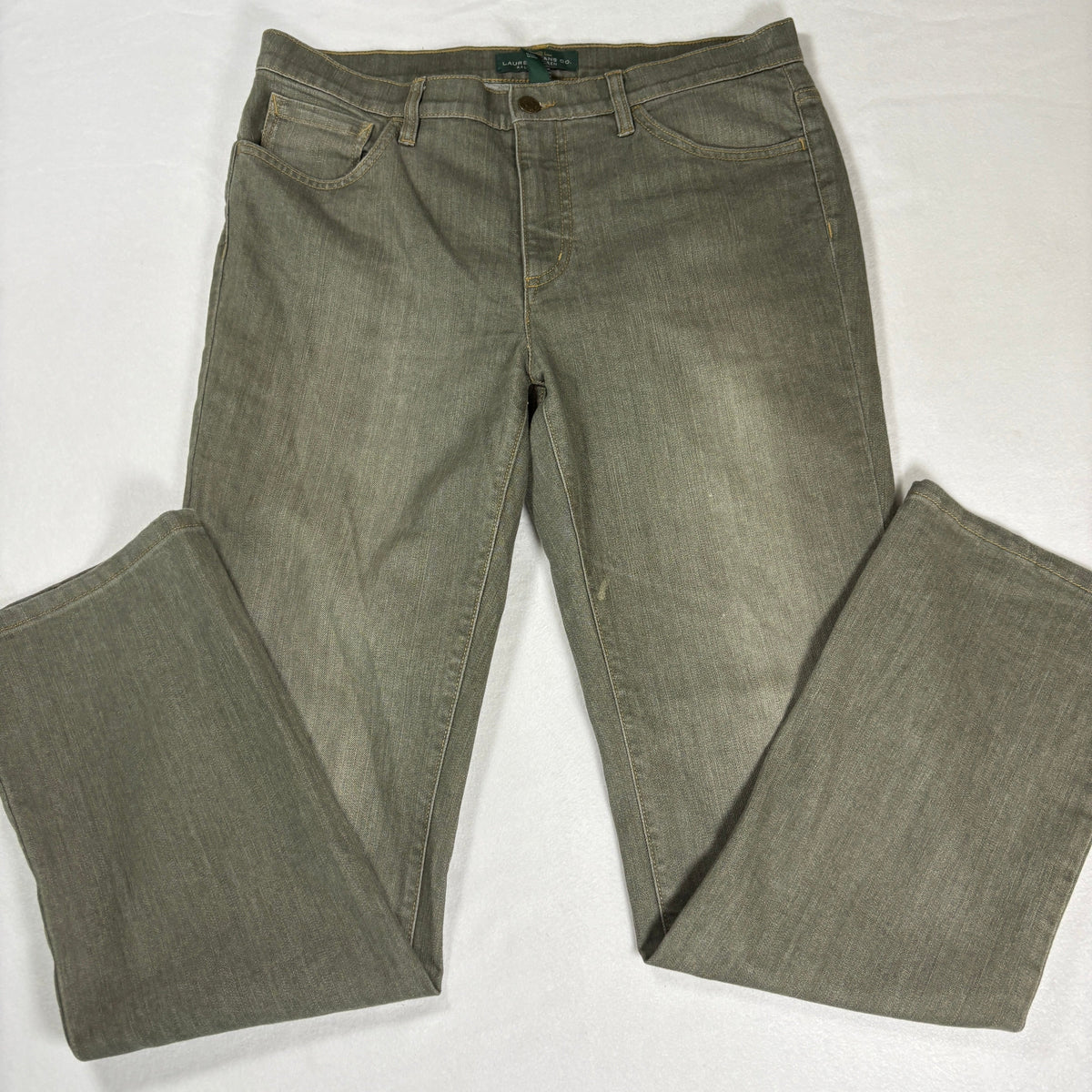 Ralph Lauren Womens Jeans 12 Green Straight Leg Stretch Denim Vintage Y2K
