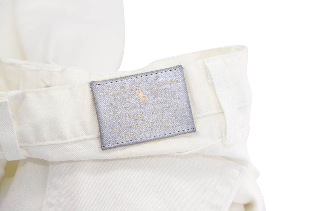 Women's Ralph Lauren Wide Leg Pants in White Cotton